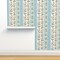 Floral Stripes Pink Green Blue Botanical Flowers Custom Pre-pasted Wallpaper by Spoonflower Pre-Pasted Wallpaper 2FT Wide